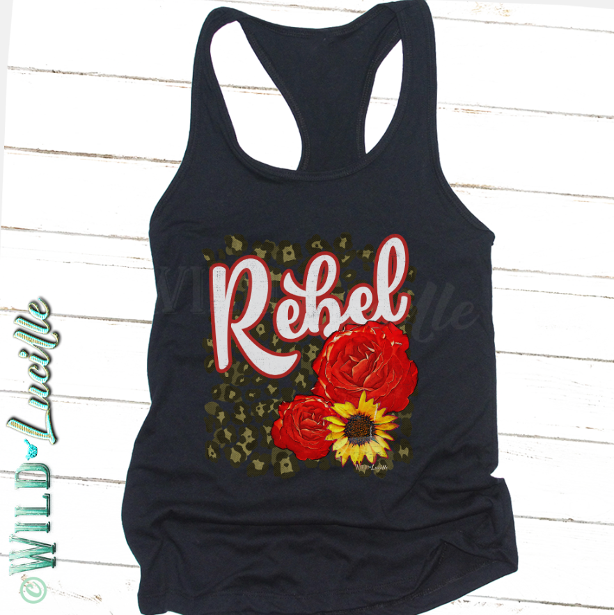 Rebel Rose - Women's Graphic Print Racerback Tank Top