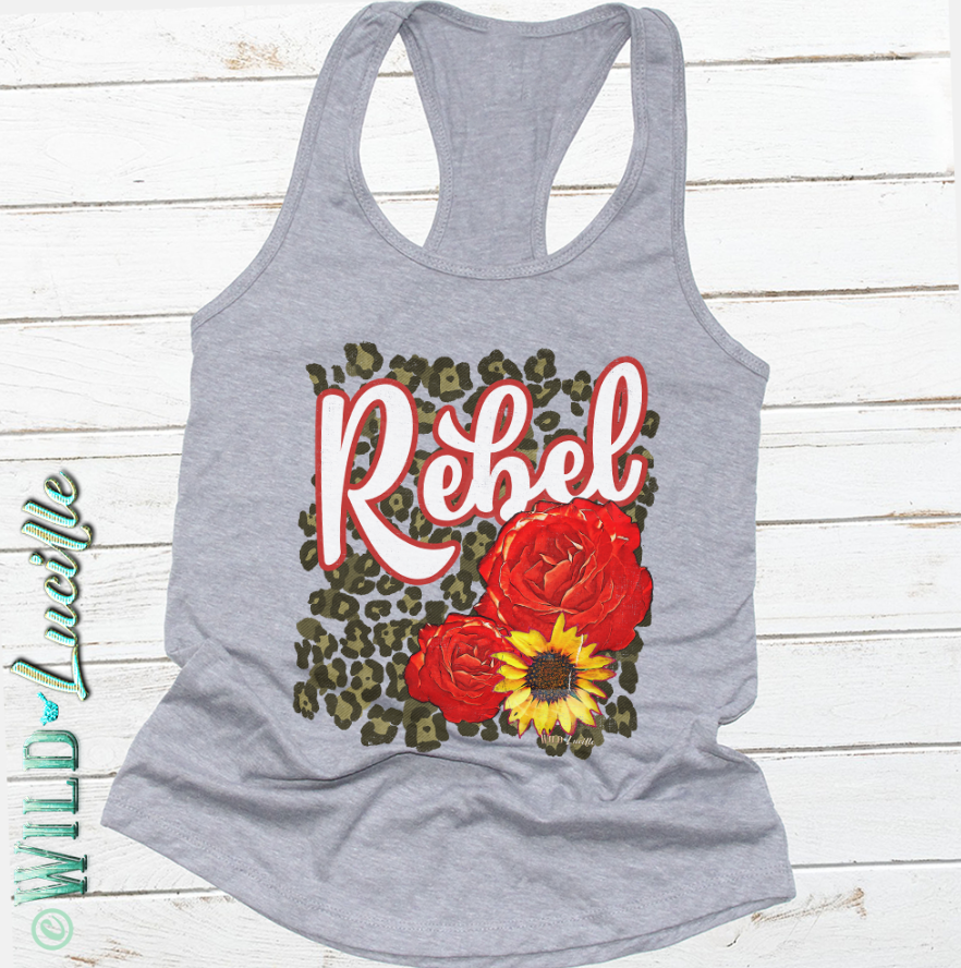 Rebel Rose - Women's Graphic Print Racerback Tank Top