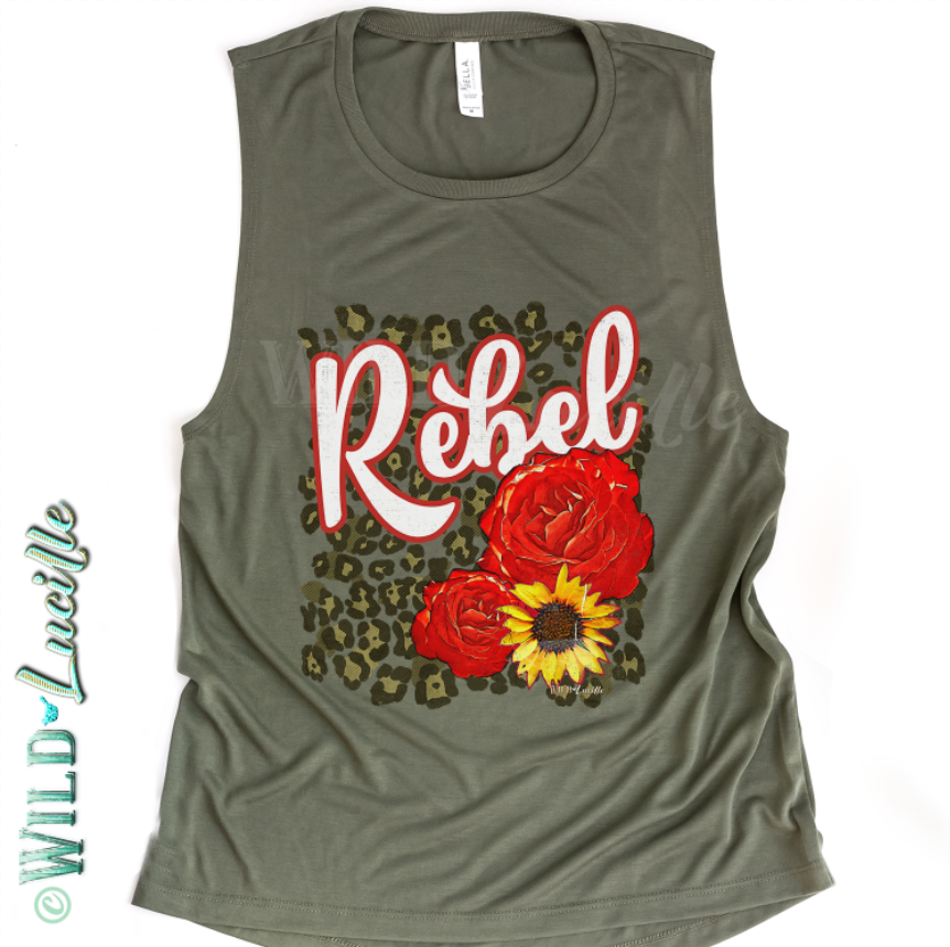 Rebel Rose - Women's Graphic Print Racerback Tank Top