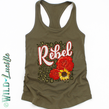 Rebel Rose - Women's Graphic Print Racerback Tank Top