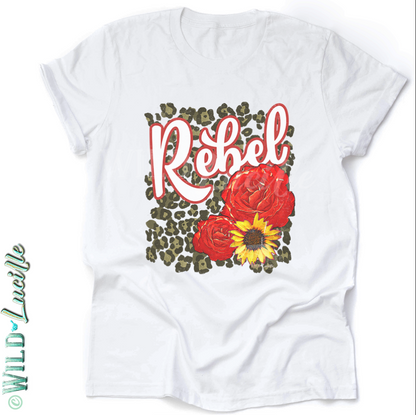 Rebel Rose - Retro Leopard Graphic Print Crewneck Tees