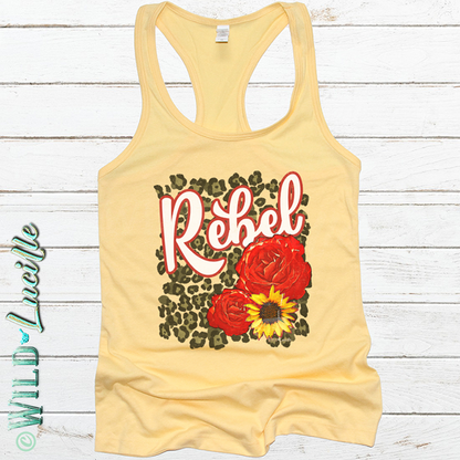 Rebel Rose - Women's Graphic Print Racerback Tank Top