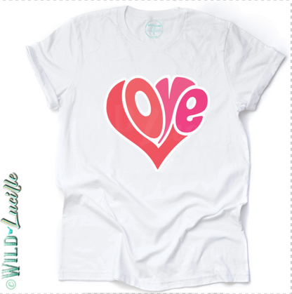 Retro Love Heart Print - Graphic Unisex Crewneck Tees