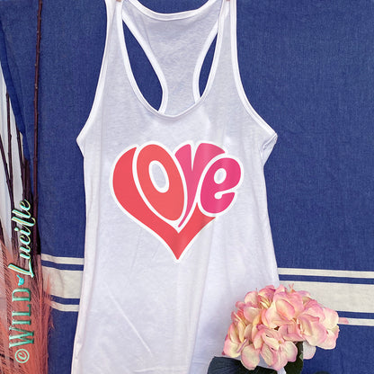 Retro Love Heart - Womens Graphic Tank Tops