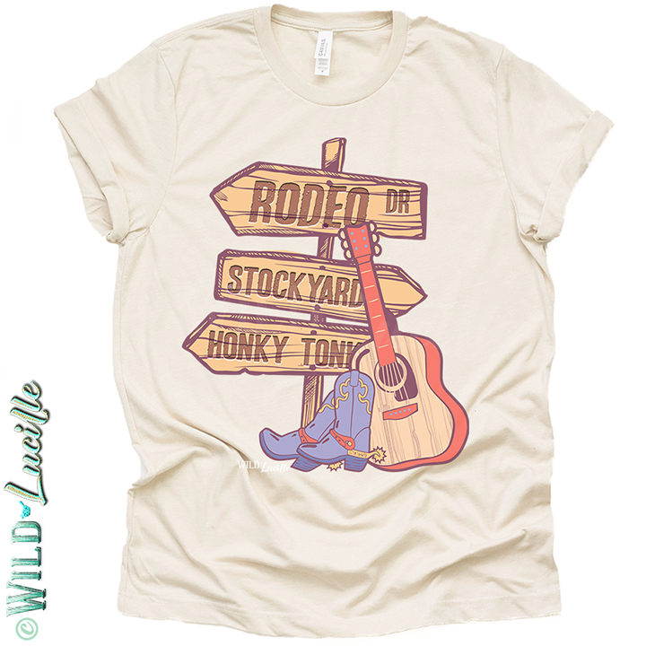 Rodeo Drive - Western Graphic Print Crewneck Tees