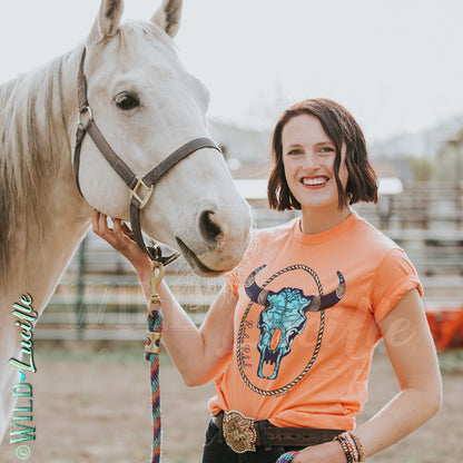 Rodeo Rebel Turquoise Skull - Western Punchy Graphic Tees