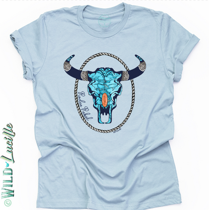 Rodeo Rebel Turquoise Skull - Western Punchy Graphic Tees