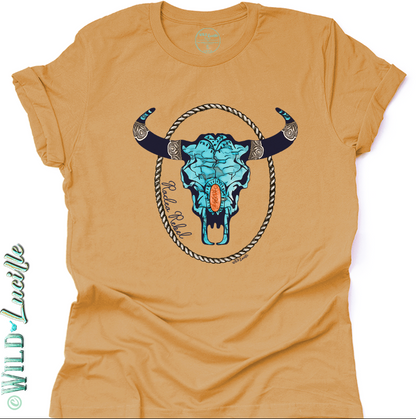 Rodeo Rebel Turquoise Skull - Western Punchy Graphic Tees