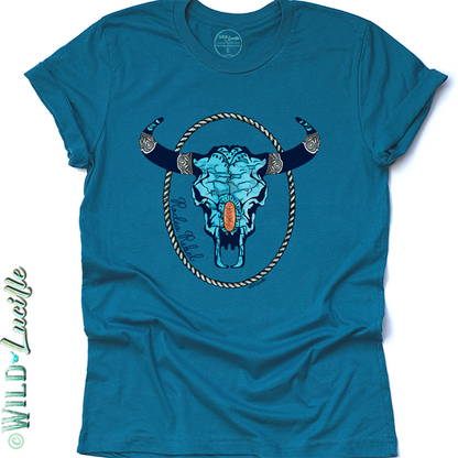 Rodeo Rebel Turquoise Skull - Western Punchy Graphic Tees