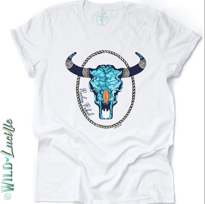 Rodeo Rebel Turquoise Skull - Western Punchy Graphic Tees