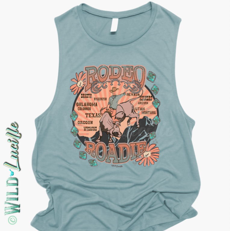 Rodeo Roadie Vintage Style - Western Women's Printed Tanks