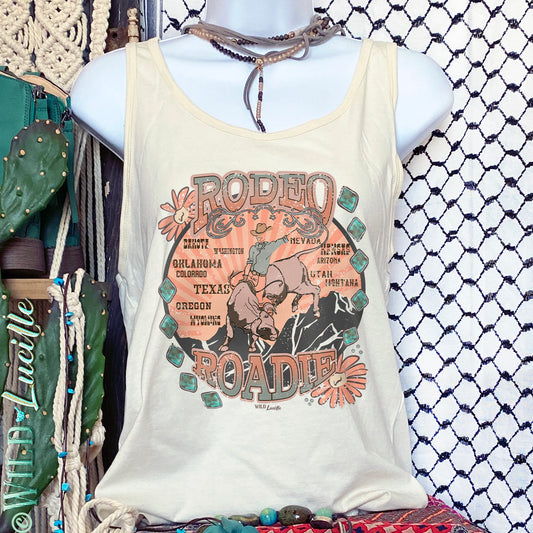 Rodeo Roadie Vintage Style - Western Women's Printed Tanks