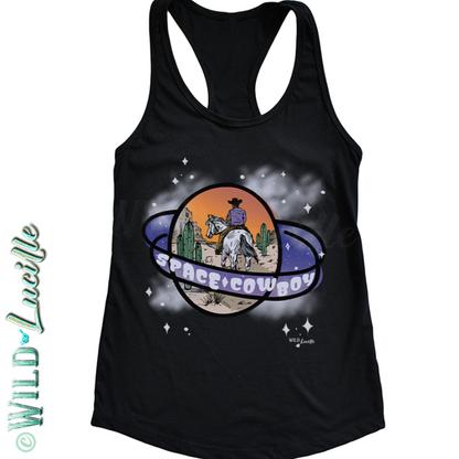 Space Cowboy - Graphic Print Racerback Tank Tops