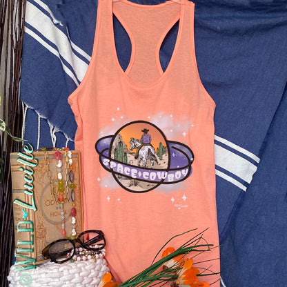 Space Cowboy - Graphic Print Racerback Tank Tops