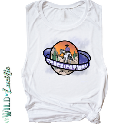 Space Cowboy - Graphic Print Racerback Tank Tops