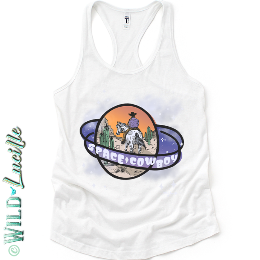 Space Cowboy - Graphic Print Racerback Tank Tops