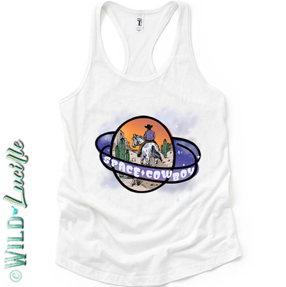 Space Cowboy - Graphic Print Racerback Tank Tops