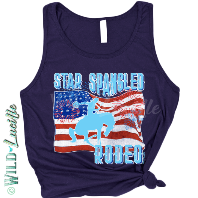 Star Spangled Rodeo - Patriotic Western Graphic Print Tanks