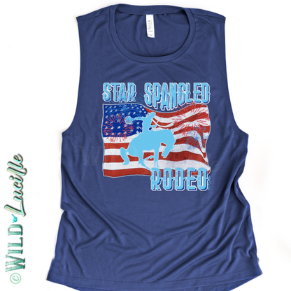 Star Spangled Rodeo - Patriotic Western Graphic Print Tanks