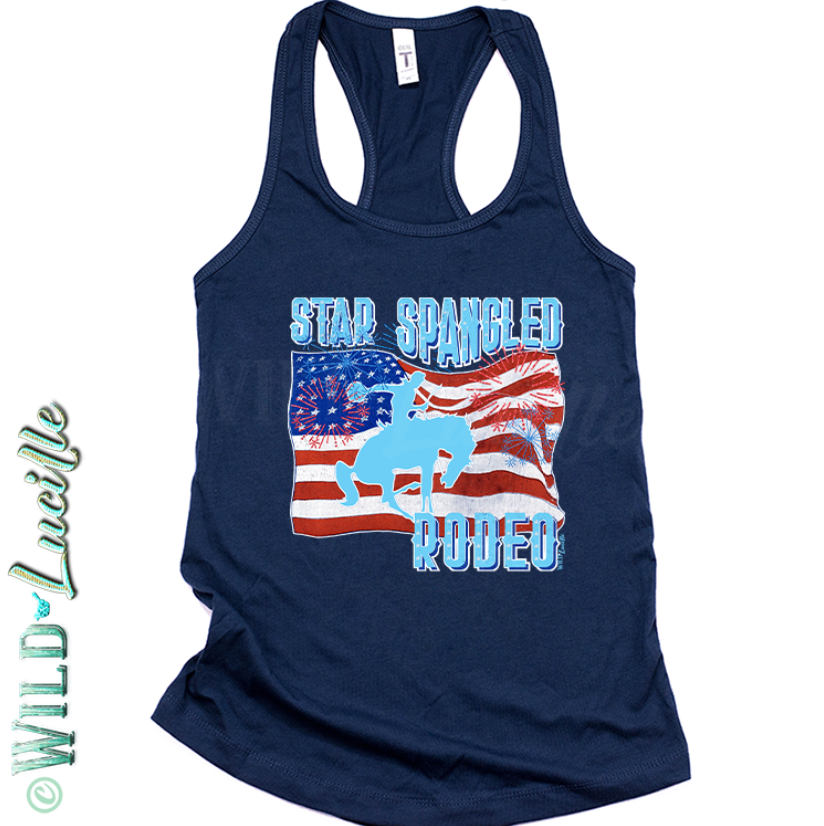 Star Spangled Rodeo - Patriotic Western Graphic Print Tanks