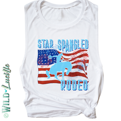 Star Spangled Rodeo - Patriotic Western Graphic Print Tanks