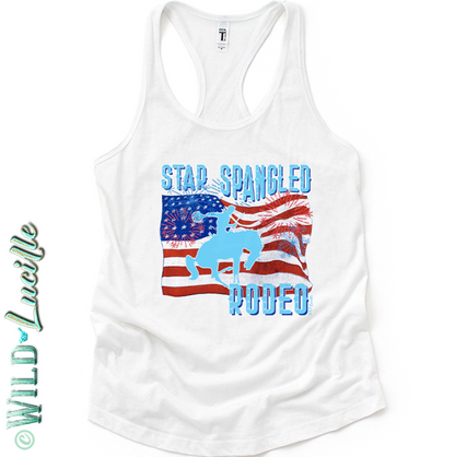 Star Spangled Rodeo - Patriotic Western Graphic Print Tanks