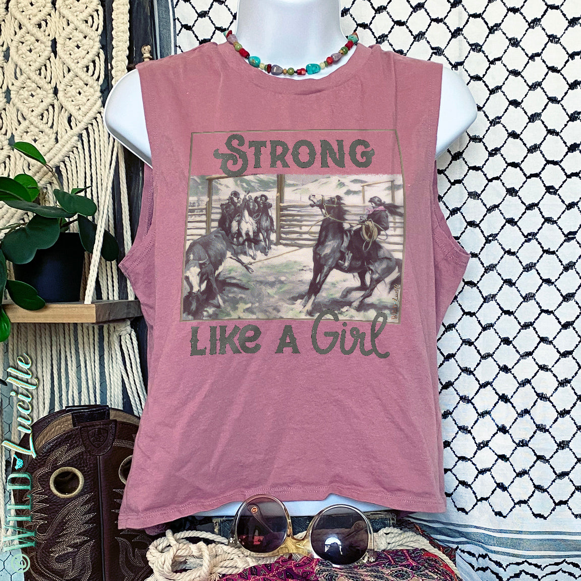 Strong Like A Girl - Western Rodeo Tank Tops