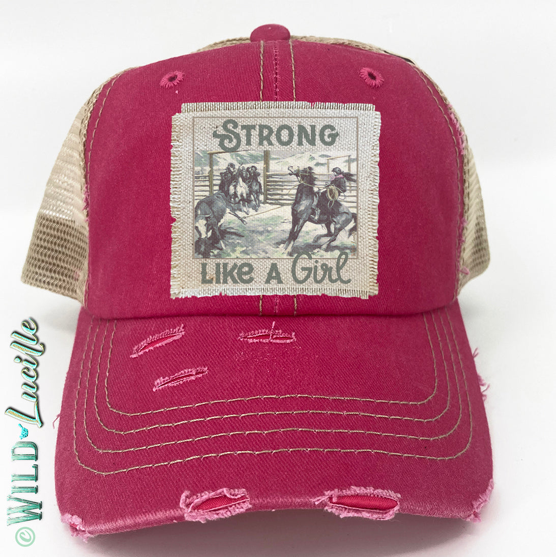 Strong Like A Girl - Distressed Trucker Hat Caps (more!)