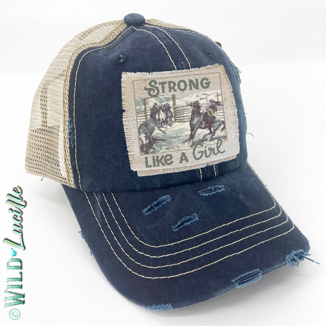 Strong Like A Girl - Distressed Trucker Hat Caps (more!)