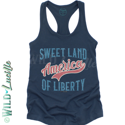 Sweet Land of Liberty - Patriotic Graphic Print USA Tank