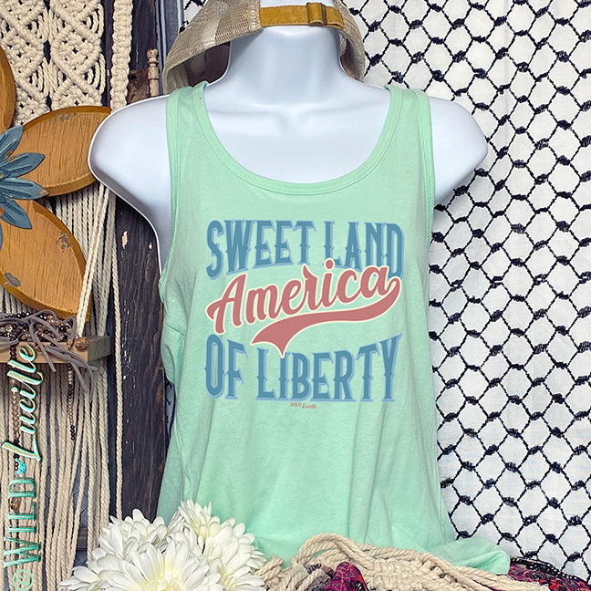 Sweet Land of Liberty - Patriotic Graphic Print USA Tank