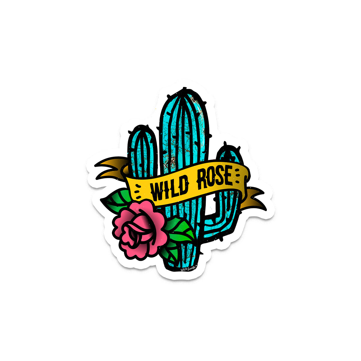 Wild Rose Turquoise Cactus - Vinyl Sticker Decals
