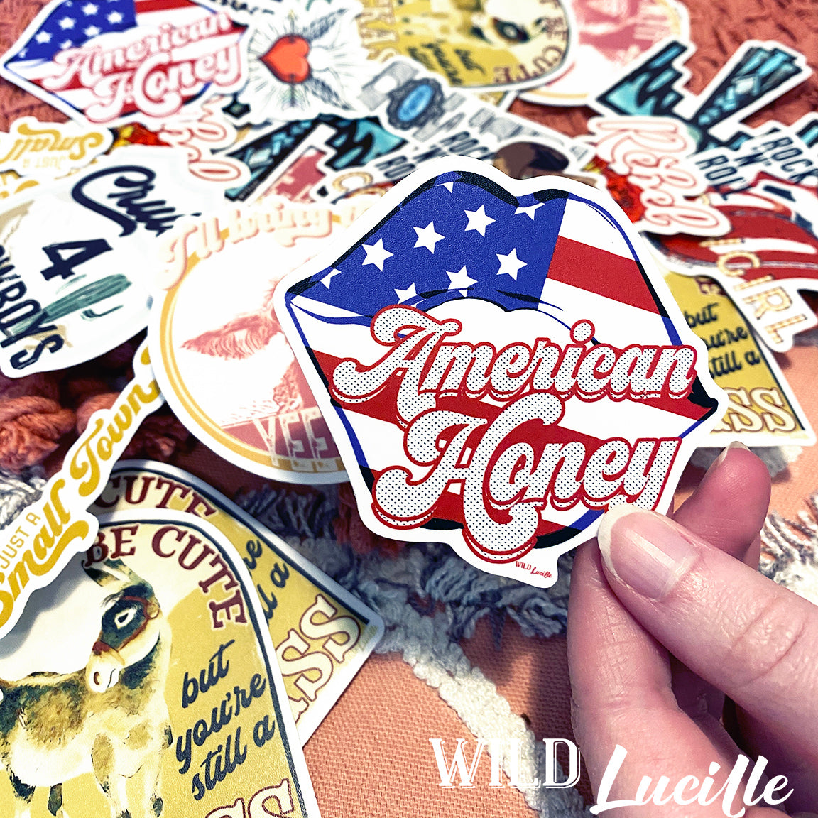 American Honey Flag Kiss - Die Cut Vinyl Sticker Decals