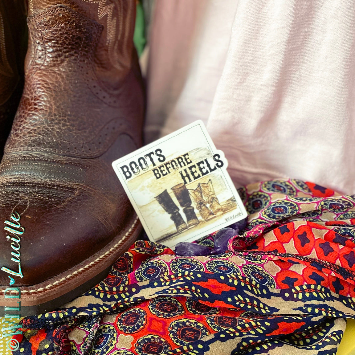 Boots Before Heels - Western Cowgirl Vinyl Sticker Decals