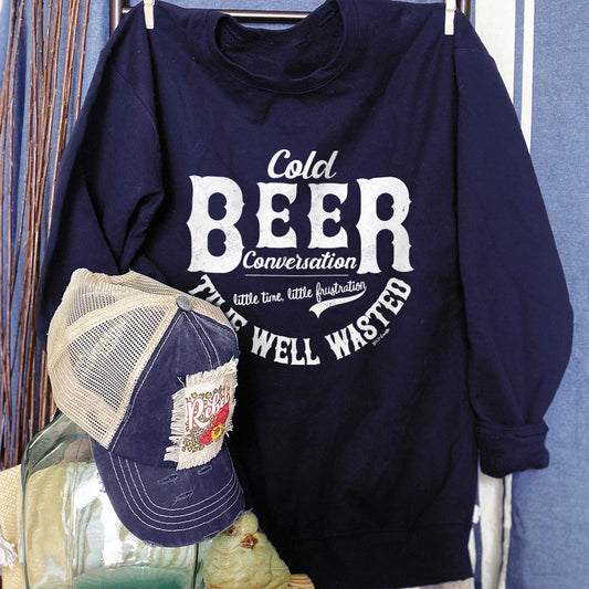 READY TO SHIP - Bundle of 12 Cold Beer Conversation Navy Fleece Pullovers