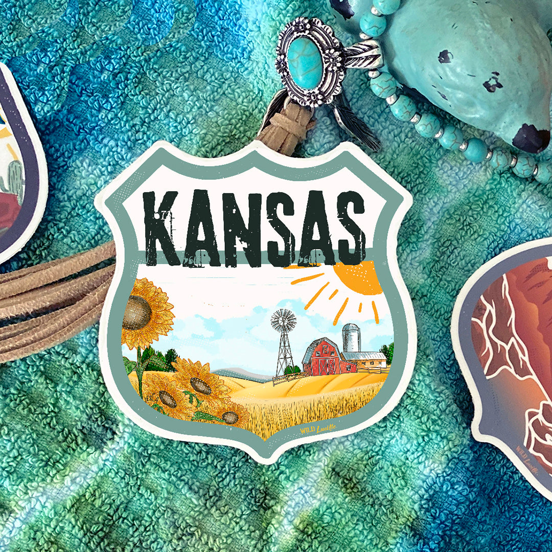 Destination Kansas - Vinyl Souvenir Sticker Decals