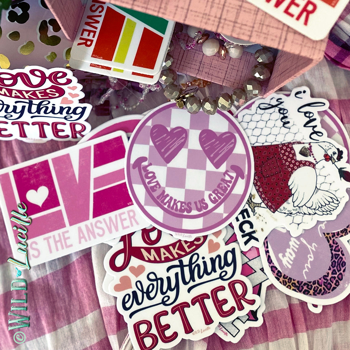 Valentine's and Love Themed Vinyl Sticker Bundle (50 assorted)