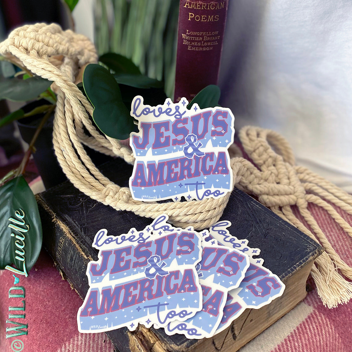 Loves Jesus and America Too - Patriotic Vinyl Sticker Decals