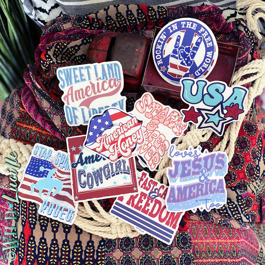 American Patriotic Vinyl Decal Sticker Bundle (50 assorted)
