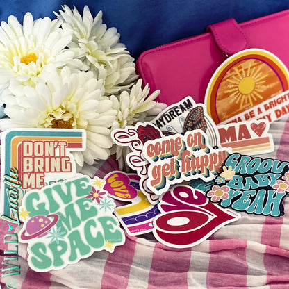 Retro Style Vinyl Sticker Decal Bundle (50 assorted)