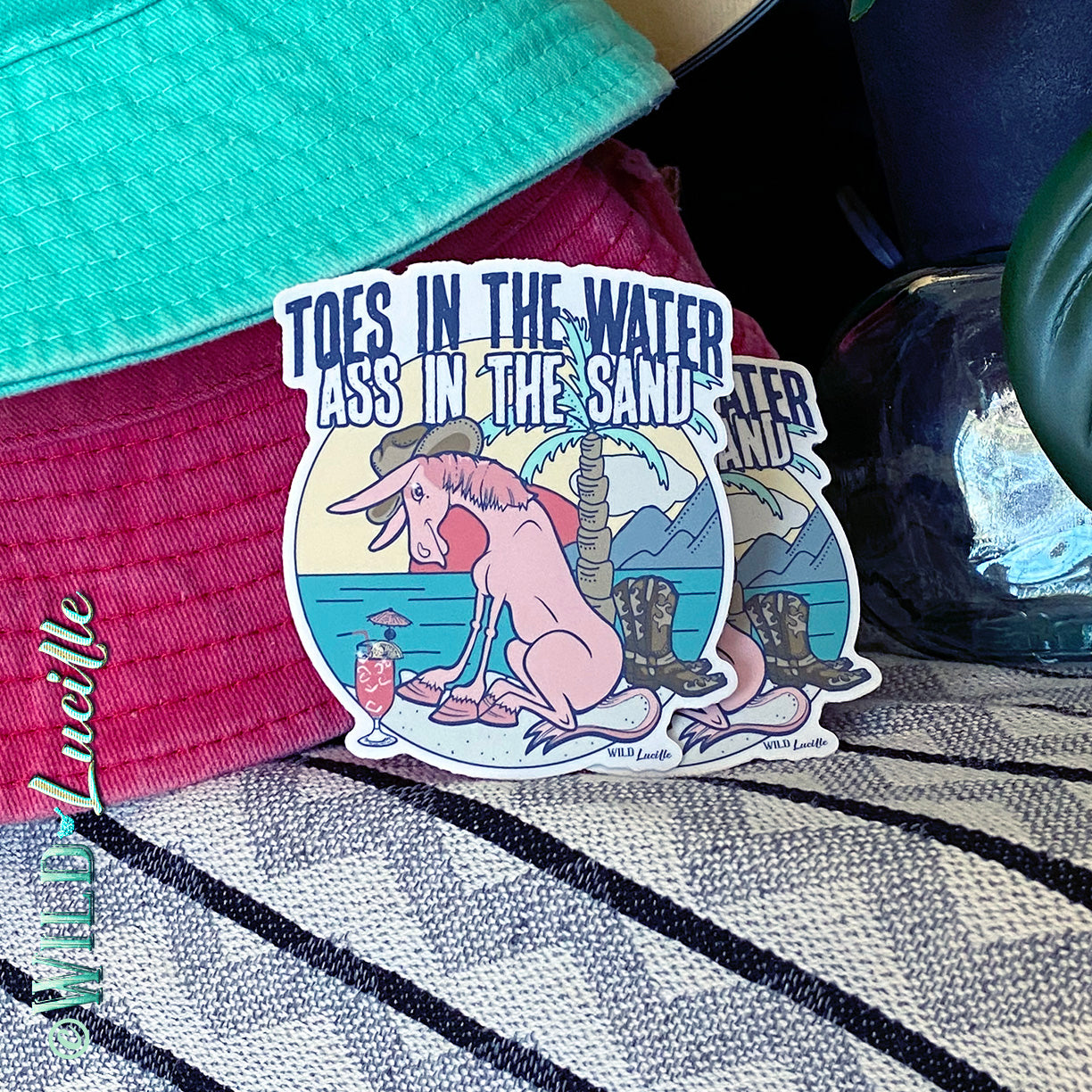 Toes In The Water Ass In The Sand - Vinyl Sticker Decals