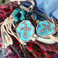 Turquoise Leopard Cross - Western Vinyl Sticker Decals