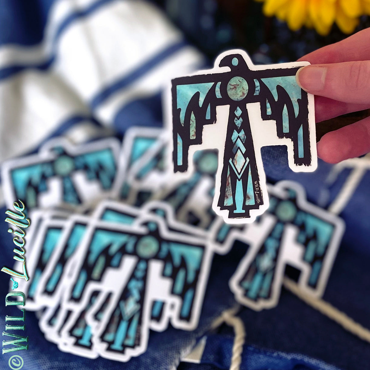 Turquoise Thunderbird - Vinyl Sticker Decals