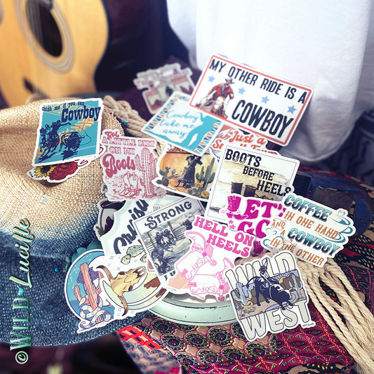 Cowgirl Western Vinyl Decal Sticker Bundle (50 assorted)