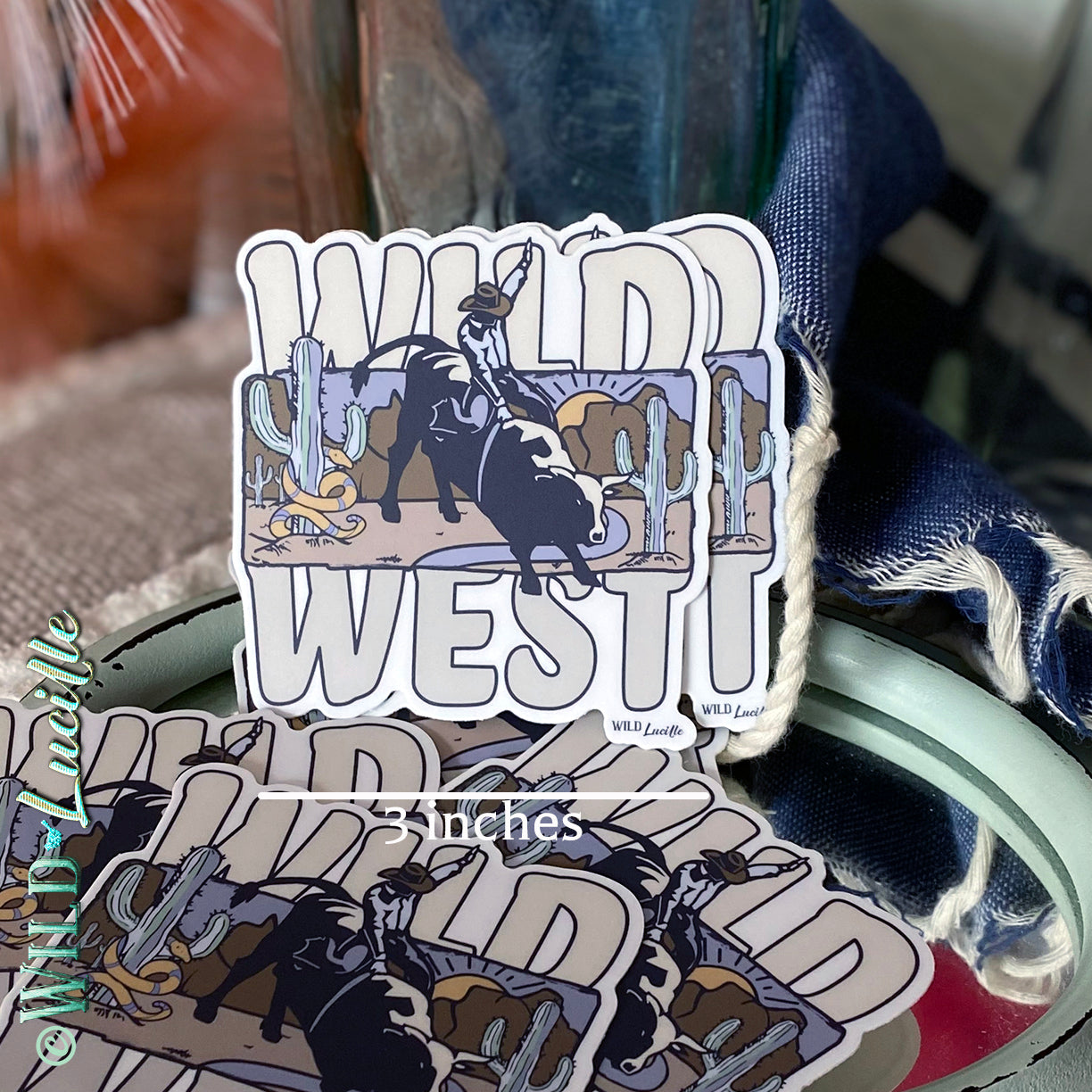 Wild West Bull Rider Cowboy - Western Vinyl Sticker Decals