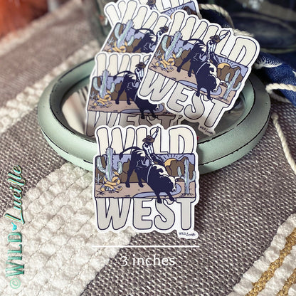 Wild West Bull Rider Cowboy - Western Vinyl Sticker Decals