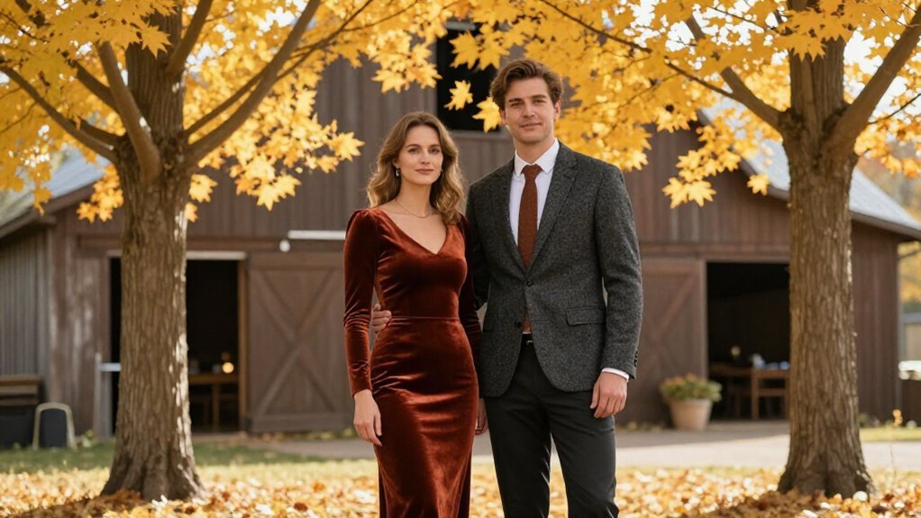 barn wedding velvet midi black tie glamour