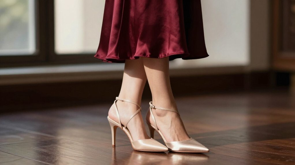 nude and champagne leg lengthening footwear