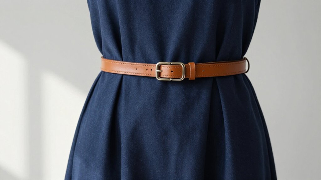 thin belt cinches at waist