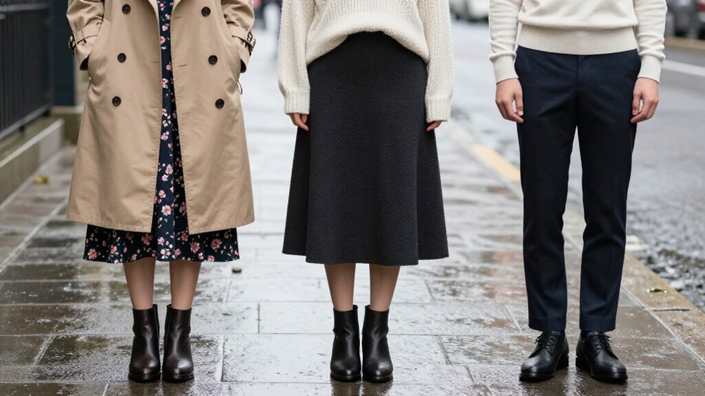 trench coat ankle boots weathered efficiency